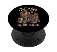 Just A Girl Who Loves Dragons And Books PopSockets Adhesive PopGrip