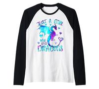 Just A Girl Who Loves Dragons Cute Galaxy Dragon Lover Girls Raglan Baseball Tee