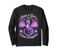 Just A Girl Who Loves Dragons Magical Stars Cute Moon Dragon Long Sleeve T-Shirt