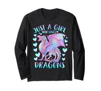 Just A Girl Who Loves Dragons Pastel Rainbow Dragon Lover Long Sleeve T-Shirt