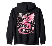 Just a Girl Who Loves Dragons Pink Dragon Design Zip Hoodie