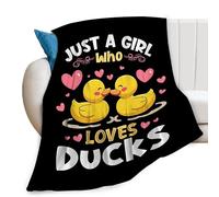 Just A Girl Who Loves Ducks Throw Blanket Cute Animal Print Blankets Gifts for Couch Sofa Bed Stuff Decor Soft Cozy Lightweight Fleece Plush Flannel Bedding for Lover Women Girls Kids Adults 40"x50"