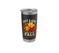 Just A Girl Who Loves Fall Autumn Falling Leaves Harvest Stainless Steel Insulated Tumbler