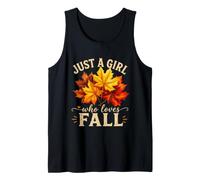Just A Girl Who Loves Fall Autumn Falling Leaves Harvest Tank Top