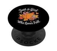 Just a Girl Who Loves Fall Autumn Leaves Pumpkin Season PopSockets Adhesive PopGrip