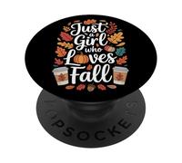 Just A Girl Who Loves Fall Autumn Walks And Lattes PopSockets Adhesive PopGrip