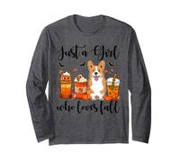 Just A Girl Who Loves Fall Corgi Dog Pumpkin Cozy Autumn Long Sleeve T-Shirt