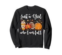 Just A Girl Who Loves Fall Football Pumpkin Cozy Autumn Leaf Sweatshirt