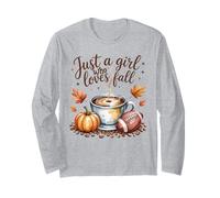 Just a Girl Who Loves Fall Season Football Coffee Pumpkin Long Sleeve T-Shirt