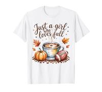 Just a Girl Who Loves Fall Season Football Coffee Pumpkin T-Shirt