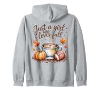 Just a Girl Who Loves Fall Season Football Coffee Pumpkin Zip Hoodie
