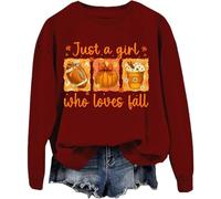 Just A Girl Who Loves Fall Sweatshirt Halloween Pumpkin Fall Graphic Tees For Women Men Claret