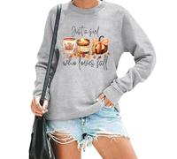 Just A Girl Who Loves Fall Sweatshirt Vintage Autumn Thanksgiving Pumpkin Season Sweatshirt Grey