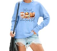 Just A Girl Who Loves Fall Sweatshirt Vintage Autumn Thanksgiving Pumpkin Season Sweatshirt Sky Blue