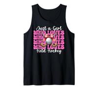 Just A Girl Who Loves Field Hockey Girl Coquette Bow Tank Top