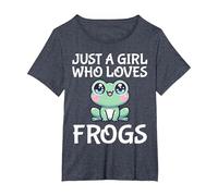 Just A Girl Who Loves Frogs Cute Frog T-Shirt, Women's Plus, Heather Blue, 6X