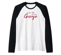 Just a Girl who Loves Georgia. Cute and Fun Game Day Raglan Baseball Tee
