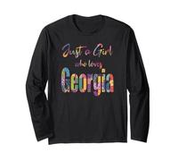 Just a Girl Who Loves Georgia Patchwork Fun, Cute Georgia Long Sleeve T-Shirt