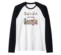 Just a Girl Who Loves Georgia Patchwork Fun, Cute Georgia Raglan Baseball Tee