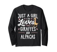 Just A Girl Who Loves Giraffes And Alpacas Giraffe Gift Long Sleeve T-Shirt