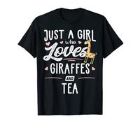 Just A Girl Who Loves Giraffes And Tea Giraffe Gift T-Shirt