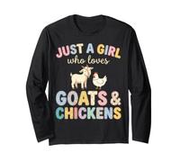 Just A Girl Who Loves Goats Chickens Patchwork Long Sleeve T-Shirt