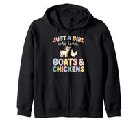 Just A Girl Who Loves Goats Chickens Patchwork Zip Hoodie