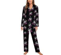 Just A Girl Who Loves Goats Soft Pyjamas For Women Two-piece Long Sleeve Button Down Loungewear Sets With Pockets XL