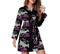 Just A Girl Who Loves Goats Soft Women's Robes Pyjamas V-Neck Dressing Gowns Loungewear for Wedding Party M