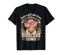 Just A Girl Who Loves Highland Cows Moo Western Boho Rancher T-Shirt