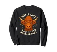 Just A Girl Who Loves Highland Cows Orange Beanie Cow Sweatshirt