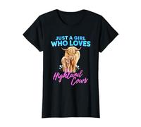 Just A Girl Who Loves Highland Cows Watercolor Cow Art T-Shirt