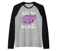 Just A Girl Who Loves Hippos - Cute Baby Hippo Raglan Baseball Tee