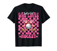 Just A Girl Who Loves Hockey Coquette Bow T-Shirt