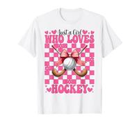 Just A Girl Who Loves Hockey Coquette Bow T-Shirt
