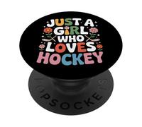 Just A Girl Who Loves Hockey Female Hockey Players Rink PopSockets Adhesive PopGrip