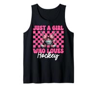 Just A Girl Who Loves Hockey Player Hockey Girl Coquette Bow Tank Top