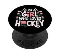 Just A Girl Who Loves Hockey Women Players PopSockets Adhesive PopGrip