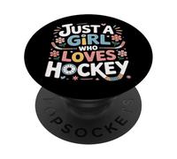Just A Girl Who Loves Hockey Women's Hockey Player PopSockets Adhesive PopGrip