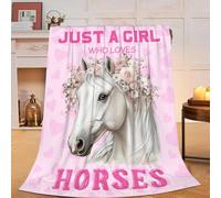 Just a Girl Who Loves Horses Blanket Horse Flannel Plush Throw Blanket Cozy Fluffy Horse Animal Fleece Bedding Stuff Decor Blanket Gifts for Lover Teens Boys Kids Adults Women Bed Travel 40"x50"