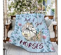 Just A Girl Who Loves Horses Ultra Soft Flannel Fleece Throw Blankets, Microfiber Comforter Outdoor Moving Cover for Beach Picnic Couch X-Small 40"x30" Toddler/Pet