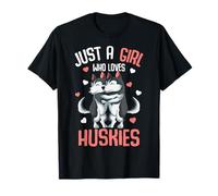 Just a Girl Who Loves Huskies Dog Husky Lover Kids Girls T-Shirt