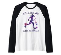 Just A Girl Who Loves Ice Hockey Cute Ice Hockey Lovers Gift Raglan Baseball Tee