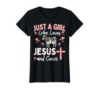 Just A Girl Who Loves Jesus and Cows Christian Cow Design T-Shirt