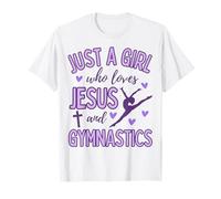 Just A Girl Who Loves Jesus and Gymnastics Christian Purple T-Shirt