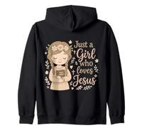 Just a Girl who loves Jesus Christian Kids Zip Hoodie