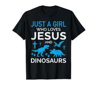Just a Girl Who Loves Jesus & Dinosaurs Christian Religious T-Shirt