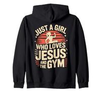 Just a Girl Who Loves Jesus & Gym Christian Faith Fitness Zip Hoodie