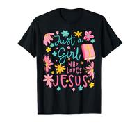 Just A Girl Who Loves Jesus Religious Christian Floral Boho T-Shirt