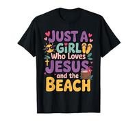 Just a Girl Who Loves Jesus & The Beach Christian Religious T-Shirt